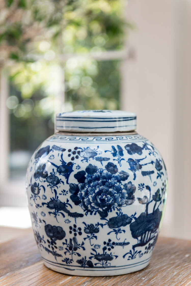 Floral Lidded Round Storage Jar